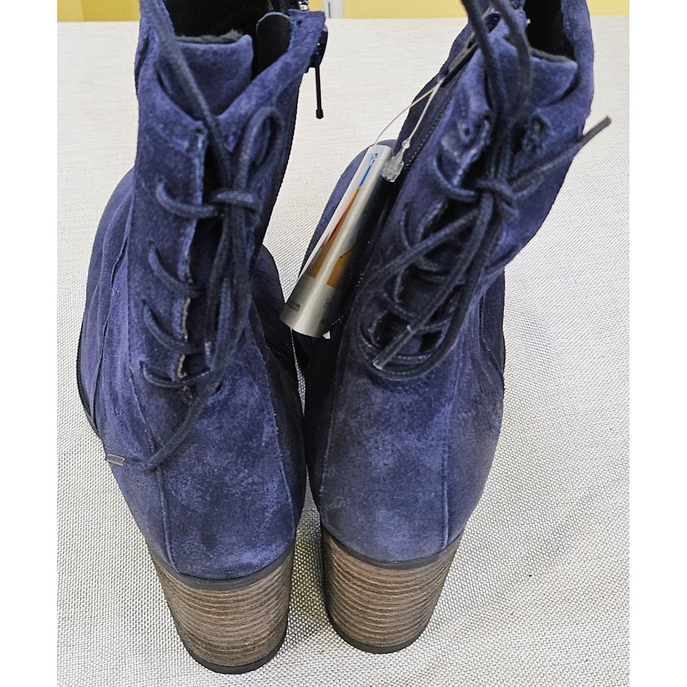 Bos & Co Barlow Deep Blue Suede Lace Up Ankle Boots Side Zip EU 42 US 11 New - Picture 9 of 16